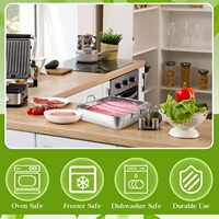 Plaque de cuisson rectangulaire en acier inoxydable avec poignées, durable et compatible lave-vaisselle, pour four, idéale pour gâteaux, pains et pâtisseries