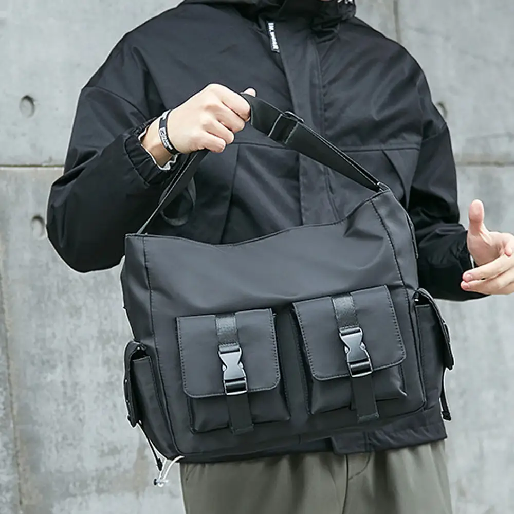 패션 나일론 폴리 에스터 메신저 펠트 크로스 슬링 가방 휴대용 남자 싱글 스트랩 가슴 가방 도난 방지 메신저 가방