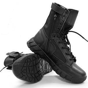 DSF21 716 Tactical <b>Boot</b> Black Leather Zipper Outdoor All Seasons Waterproof <b>Hiking</b> Shoe - Product Image 2
