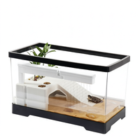 Grand terrarium rectangulaire en plastique pour tortues, avec plateforme de basking et système de filtration, idéal pour les tortues brésiliennes
