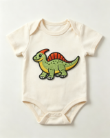 Patch brodé thermocollant mignon dinosaure Parasaurolophus, motif dessin animé pour vêtements d'enfants et bébés, applique brodée pour chapeau et vêtement
