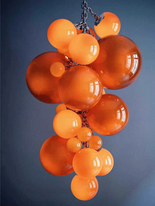 Lustre en verre teinté style nordique, luminaire suspendu pour club, villa, escalier - Product Image 5