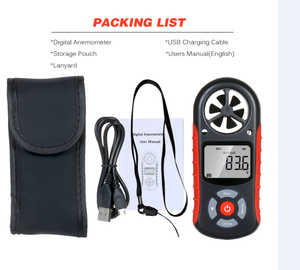 เครื่องวัดความเร็วลมดิจิตอลเครื่องวัดความเร็วลมแบบพกพาจอ LCD แบบพกพา - Product Image 3