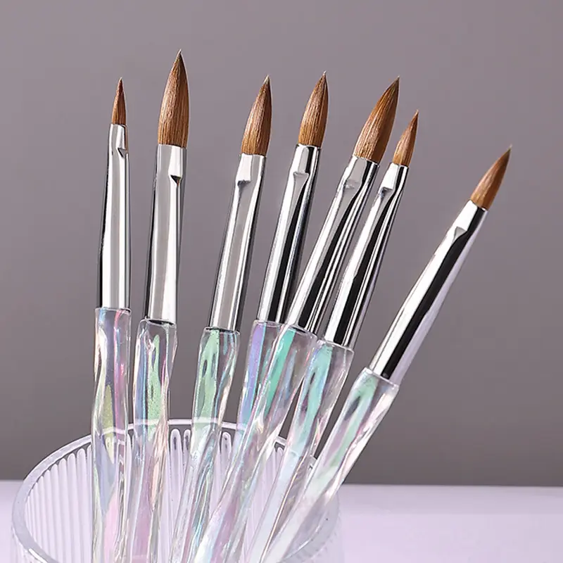 Pennelli acrilici Kolinsky personalizzati professionale puro fatto a mano forma rotonda Kolinsky Nail Art Brush Manicure