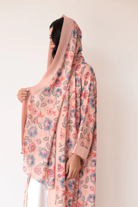 LEDUO Ramadan <b>Eid</b> Casual Modest Wear Flower Print <b>Long</b> Sleeve Striped Hooded Open Muslim Abaya - Product Image 3