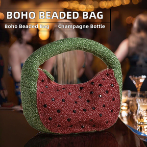 Indian Women Bohemian Style Beaded Champagne Bottle Pattern Flap <b>Shoulder</b> Party Messenger Bag High Quality PVC Waterproof - Product Image 2