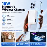 Banco de Energía Inalámbrico Magnético de 10000 mAh, Cargador Portátil de 22.5 W con Cables de Carga Dobles Integrados, Power Bank para Uso Diario