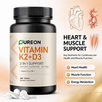 Complément alimentaire en comprimés de vitamine K2 D3 avec vitamine D3 5000 UI (125 mcg) et 90 mcg K2 MK-7, facile à avaler, complexe D & K, 360 comprimés