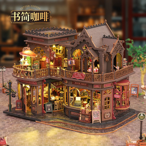 Letter Coffee <b>DIY</b> Miniature House 1:18 Scale Wooden Model Assembly <b>Kit</b> For Youth Bookstore Coffee Shop Theme - Product Image 2