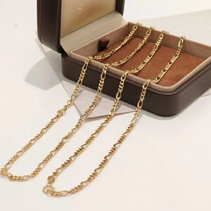 Collier pour femme et homme Xinfly Au750, bijoux simples, nouveau design, haute qualité, or véritable 18 carats, chaîne à maillons Figaro - Product Image 4