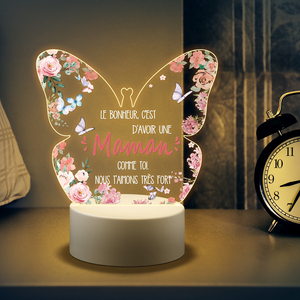 Personalized Acrylic <b>LED</b> Night <b>Light</b> with Plastic Base Romantic Floral Butterfly Desk Lamp Custom Text for Home and Gift - Product Image 4