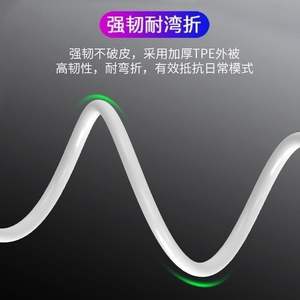 Cable de datos tipo C de PVC de 0,3 m de carga rápida para teléfono móvil, color blanco - Product Image 4