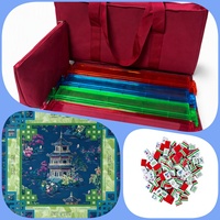 Mesa de Mahjong Americana Automática de Lujo Moderna, de Acrílico, Goma y Cuero, para 4 Jugadores, 160 Fichas, Plegable, con Bolsa y Tapete, para la Familia