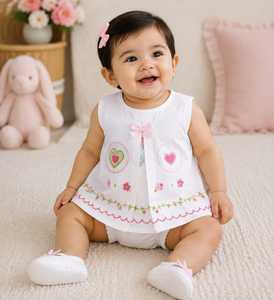 Ensemble de gilets pour bébés filles en coton imprimé mignon, sans manches, col rond, motif floral, respirant, 2 pièces, vêtements de printemps - Product Image 3