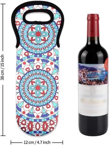Sac en néoprène personnalisé pour bouteilles de vin de 750 ml, pochette porte-bouteille résistante à l'eau avec poignée, imprimé tendance - Product Image 2