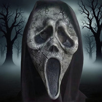 Masque d'horreur Halloween Scream, couvre-chef en plastique effrayant pour NPC, accessoire de déguisement pour fête cosplay, blague, farce, costume effrayant, noir