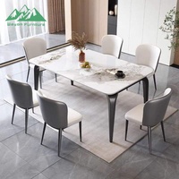 Ensemble de table à manger Wayon en pierre frittée moderne, plateau épais mat, table et chaises de luxe pour petit appartement