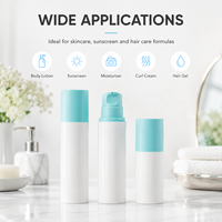 Flacon pompe sans air PP 150ml 200ml 250ml Couleurs personnalisées rose turquoise blanc pour lotion, crème solaire, gel capillaire OEM