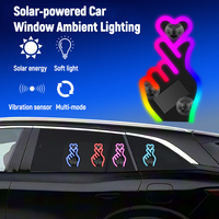 Lampe d'ambiance LED pour voiture à ventouse, sans câblage, avec geste cœur solaire, changeant de couleur RGB, pour vitre de voiture