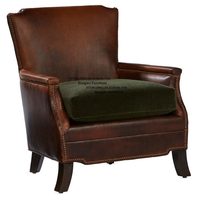Fauteuil de lecture en cuir et bois capitonné de couleur brun foncé, taille king size, pour la maison, pour le salon, pour le loisir
