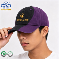 Cappellino da Baseball Bicolore Retrò Personalizzato di Alta Qualità con Logo Stampato, Nero e Viola, per Uso Quotidiano, Unisex, Basso MOQ