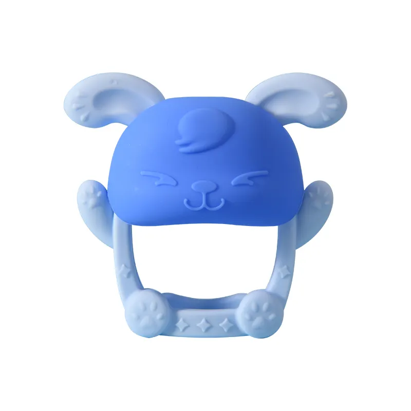 BPA Miễn phí đồ chơi Bunny Teether 6-12 tháng bé mọc răng Đồ chơi giáo dục silicon trẻ em biểu tượng tùy chỉnh mềm đồ chơi tái sử dụng Unisex