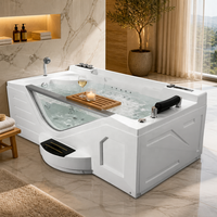 Baignoire de massage autoportante personnalisée CE à faible commande minimale, jets cascade rectangulaires, accoudoirs, blanc pur, pour hôtel intérieur