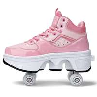 Chaussures de patinage 2-en-1 en matériau TPR noir, blanc et rose, pour adultes et enfants, best-seller intérieur et extérieur 2026