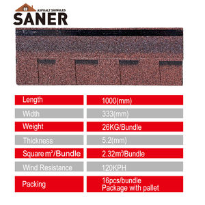Bardeaux d'asphalte architecturaux durables Feuilles de toiture ignifuges Couverture de <span class=keywords><strong>toit</strong></span> résistante aux intempéries pour maison villa cabine et industriel - Product Image 3
