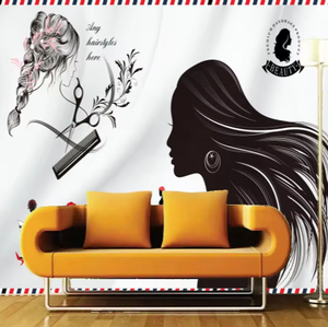 Papel pintado <span class=keywords><strong>de</strong></span> salón <span class=keywords><strong>de</strong></span> belleza calcomanía <span class=keywords><strong>de</strong></span> peluquería moda chica mujer corte <span class=keywords><strong>de</strong></span> pelo peluquería peine calcomanías decoración del hogar arte Mural - Product Image 5