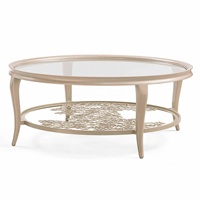 Mobilier de salon élégant et classique, cadre en bois doré, jambe fine à la main, table basse de style italien pour le thé central, petites tables d'appoint
