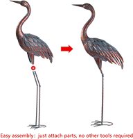 Lot de 2 En Métal Décoratif Piquets De Jardin Grue Statues Patine Heron Leurre En Métal Debout Grue Sculptures Oiseau D'art de Cour