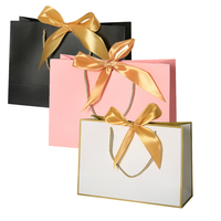 Sacs à main en papier avec poignées pour ruban, Logo personnalisé, sac à main d'emballage de cadeau pour vêtements artisanaux, pièces
