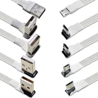Câble adaptateur micro USB mâle FPC FPV FFC USB blanc super plat, flexible, à angle de 90 degrés, 1M-3M, pour la charge et le transfert de données