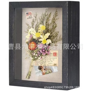 Flip Top Transparent Wooden <b>Photo</b> Frame Display <b>Box</b> Rectangle Covered Desktop <b>Storage</b> <b>Box</b> For Dried Flowers Medals Specimens - Product Image 2
