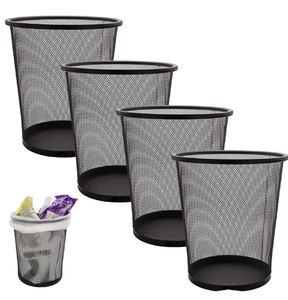 12 Liter PVC Coating Metal <b>Mesh</b> Open Waste Basket, Round <b>Wire</b> <b>Mesh</b> Trash Bin for Indoor Use - Product Image 4