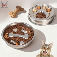 Usine En Acier Inoxydable Chiot Chat Lécher Plaque En Acier Mangeoire Lente Chien Bol 2 Tasses Capacité Antidérapant Puzzle Labyrinthe Plat