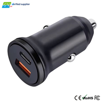 Chargeur de voiture universel à double port PD 3.0 20W avec coque métallique Type-C pour téléphones mobiles