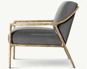 Poltrona Moderna Americana Semplice e Carina per Soggiorno, Sedia in Tessuto con Supporto in Metallo - Product Image 4