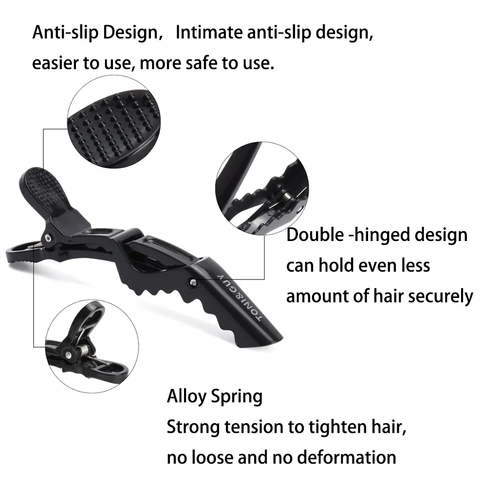 Hair Clips Black Barber Sectioning Salon Hairpins Styling Tools Hairdressing Alligator Hairgrips Logo Black Custom Hair Clips