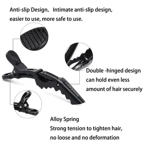 barber sectioning salon hairpins styling tools hairdressing alligator hairgrips logo black custom hair clips
