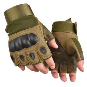 ถุงมือครึ่งนิ้วทางยุทธวิธีสีเขียว BK khaki ยางความแข็งแรงสูงทนต่อแรงกระแทกกันน้ำระบายอากาศได้ข้อมือยืดหยุ่น - Product Image 5