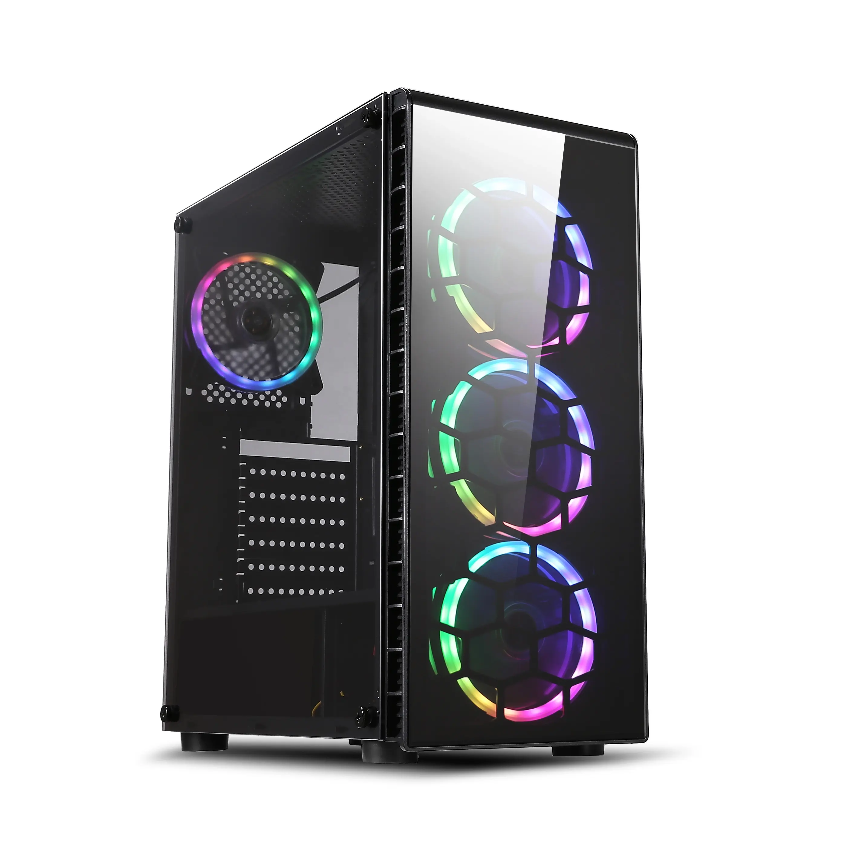 High Quality Nice Oem pc Crystal desktop tower case atx gaming gabinet Computer Case with RGB cooling fan