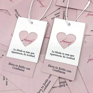 Ucuz özel tasarım baskı adı logolu kağıt giysi Hangtag etiketleri asılı kıyafet etiketi dize ile - Product Image 2