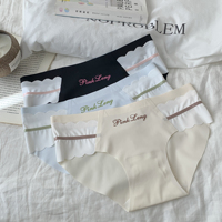 Culotte Bikini Femme en Soie Glacée Sans Traces, Taille Moyenne, Fine, Effet Seconde Peau, Unie, Quotidienne