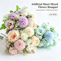Bouquet de fleurs artificielles réalistes en soie mélangée : Lavande, Crème, Rose, Dahlia, Hortensia – Idéal pour centres de table de maison, fêtes et mariages