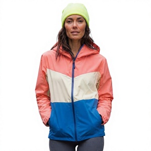 Chaqueta Cortavientos con Capucha y Bloques de Color, Unisex, Deportiva, con Cierre de Cremallera, Recubierta de PU, Poliéster, para Otoño - Product Image 1