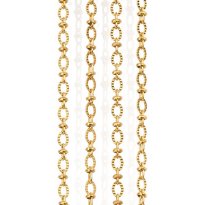 Oval Station Chain | 18K PVD Gold Stainless Steel Beaded Cross <b>O</b> Link Chain for DIY Necklace Bracelet Making - Product Image 1