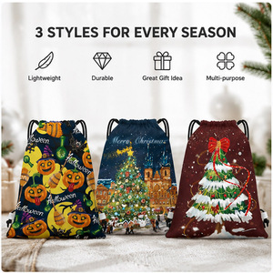 Promotional Custom Logo Christmas <b>Drawstring</b> Backpack Wholesale Foldable <b>Bags</b> for Gym Gift - Product Image 6