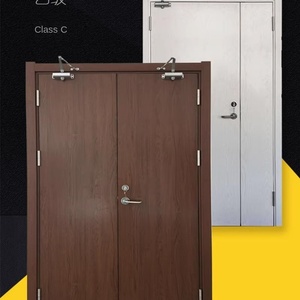 Porte coupe-feu double pour école moderne porte en fer ignifuge de sécurité en gros fenêtre en bois massif moustiquaire en fibre de verre acier fini pour atelier - Product Image 2